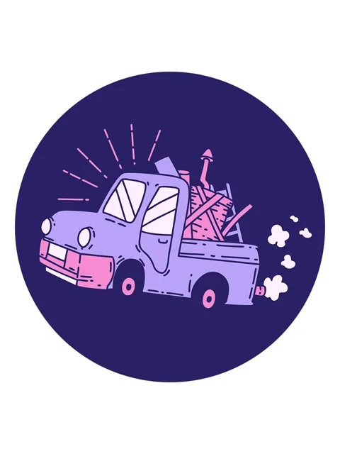 Shaking motion animation of icon of a tattoo style truck carrying junk Stock Footage 324435164