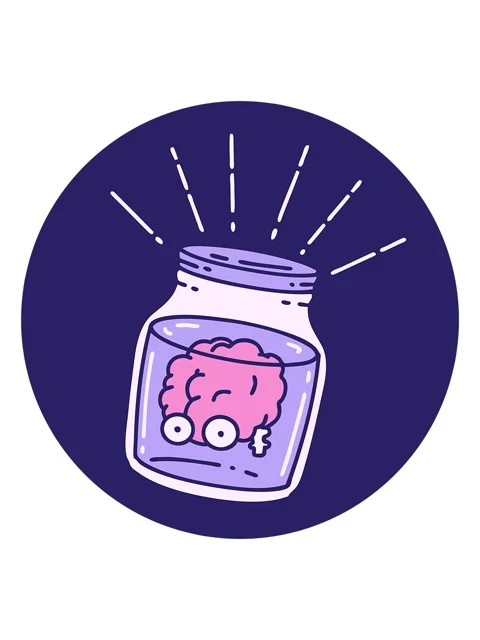 Shaking motion animation of icon of a tattoo style brain in jar Stock Footage 324468918