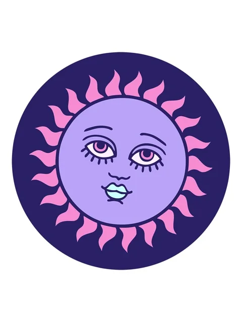 Shaking motion animation of iconic tattoo style image of sun with face Stock Footage 324293565