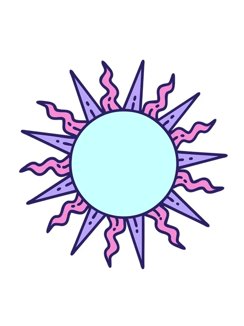 Shaking motion animation of iconic tattoo sun drawing Stock Footage 324393921