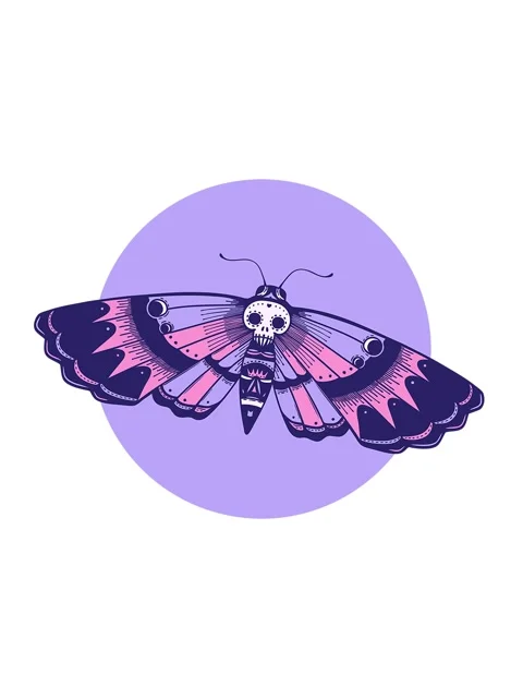 Shaking motion animation of iconic tattoo style image of a deaths head moth Stock Footage 324470539
