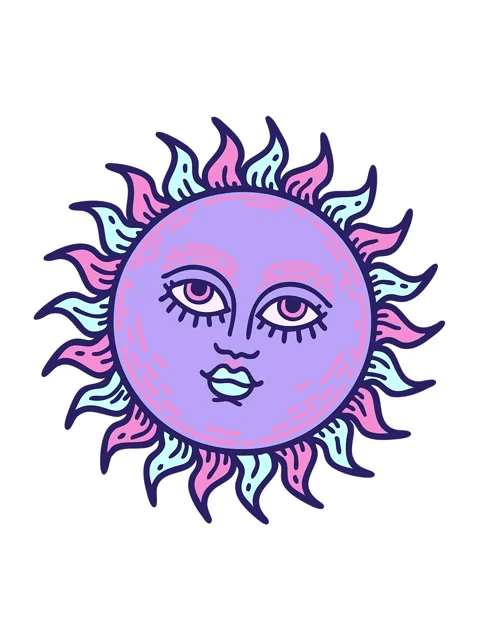 Shaking motion animation of iconic tattoo style image of a sun with face Stock Footage 324477898