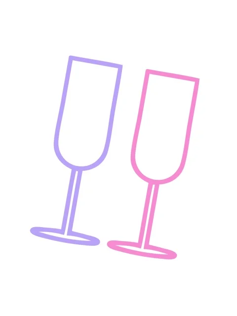 Shaking motion animation of line drawing cartoon of a champagne flutes icon Stock Footage 324173723