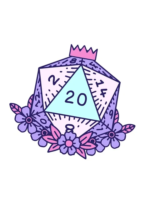 Shaking motion animation of natural 20 D20 dice roll with floral elements Stock Footage 324397676