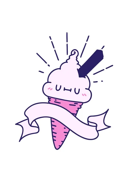 Shaking motion animation of scroll banner with tattoo style ice cream charact Stock Footage 324165123