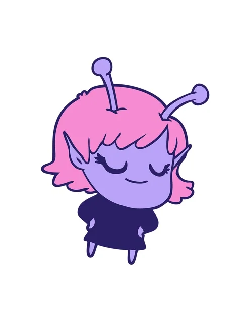 Shaking motion animation of smiling alien girl cartoon with love heart Stock Footage 324220988