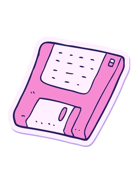 Shaking motion animation of sticker of a cartoon old computer disk Stock Footage 324299904