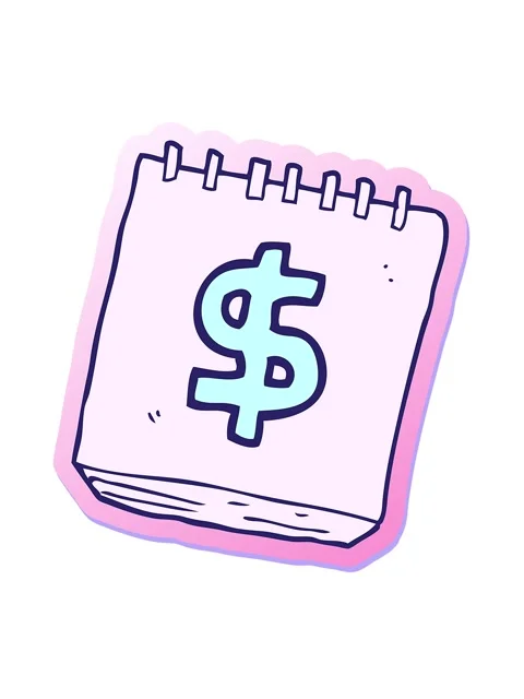 Shaking motion animation of sticker of a cartoon note pad with dollar symbol Stock Footage 324409260