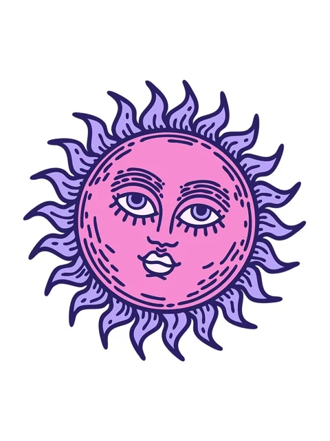 Shaking motion animation of tattoo style of sun with face Stock Footage 324158809