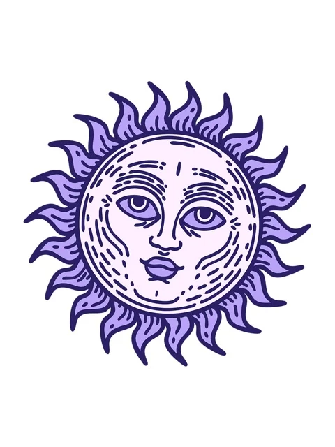 Shaking motion animation of tattoo style image of a sun with face Stock Footage 324186361