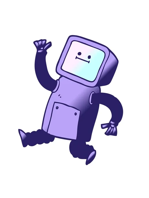 Shaking motion animation of vector gradient illustration cartoon robot runnin Stock Footage 324209608