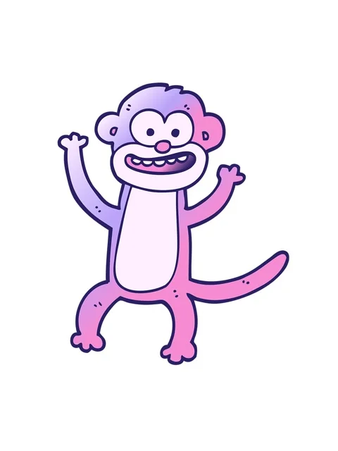 Shaking motion animation of vector gradient illustration cartoon monkey Stock Footage 324380073