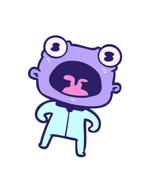 Shaking motion animation of weird alien shouting Stock Footage 324488999