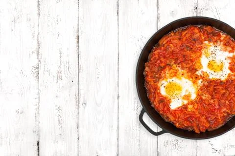 Shakshouka On Light Background Stock Photos