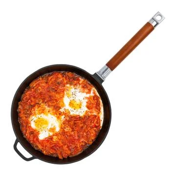Shakshouka On White Stock-Fotos