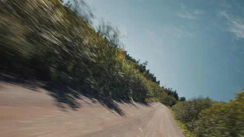 Shaky camera moves along the road. Road perspective from the moving car. Stock Footage 330535067
