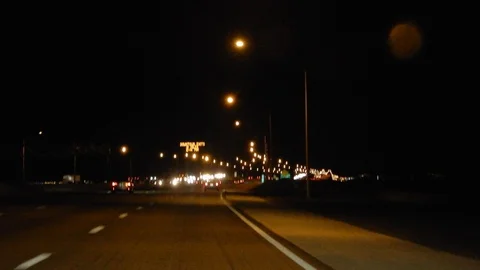 Shaky Camera Night View Freeway Interstate 001 Stock Footage 127329510