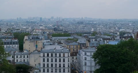 Shaky camera top panorama view Paris, France old city ​​historic center. Stock Footage 294916668