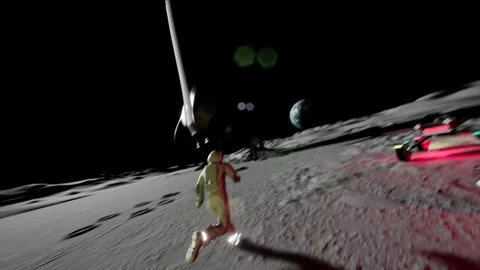 Shaky first person body camera view on astronaut head. Dynamic movement Stock Footage 293521170