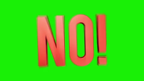 Shaky NO Red Text 3D Render on Green Background Stock Footage 231334416