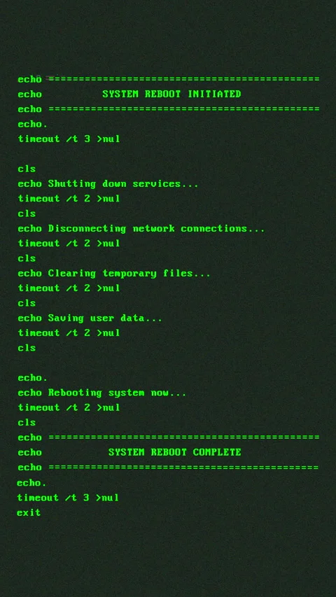 Shaky PC screen warns of reboot initiation and system shutdown Stock-Footage 307295686