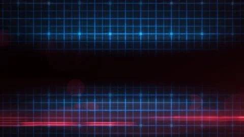 Shaky title or logo background with blue grid lines and red glowing light Stock Footage 322097923