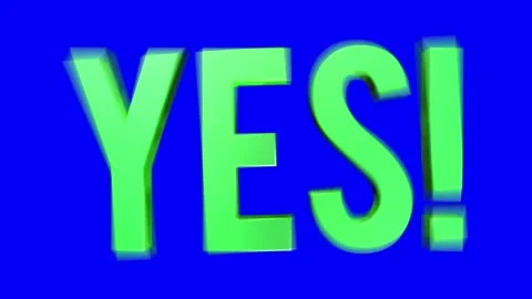 Shaky Yes Green Text 3D Render on Blue Background Stock Footage 231334329