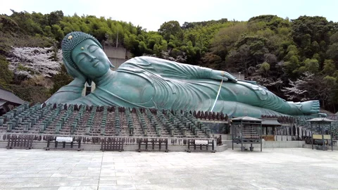 Shakyamuni Nirvana Statue at Nanzoin Temple in Fukuoka Stock Footage 332949352