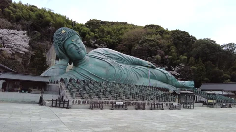 Shakyamuni Nirvana Statue at Nanzoin Temple in Fukuoka Stock Footage 332949542