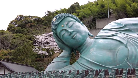 Shakyamuni Nirvana Statue at Nanzoin Temple in Fukuoka Stock Footage 332949567