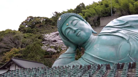 Shakyamuni Nirvana Statue at Nanzoin Temple in Fukuoka Stock Footage 332949640