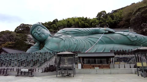 Shakyamuni Nirvana Statue at Nanzoin Temple in Fukuoka Stock Footage 332949657