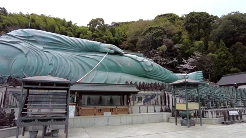 Shakyamuni Nirvana Statue at Nanzoin Temple in Fukuoka Stock Footage 332949735