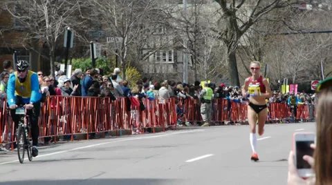 Shalane Flanagan Runner Boston Marathon Stock Footage