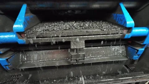 A shale shaker on an oil rig is a vibrating screen Stock Footage 341167733