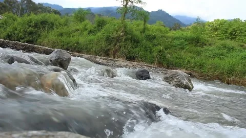 Shallow and rocky river Video stock 246429423