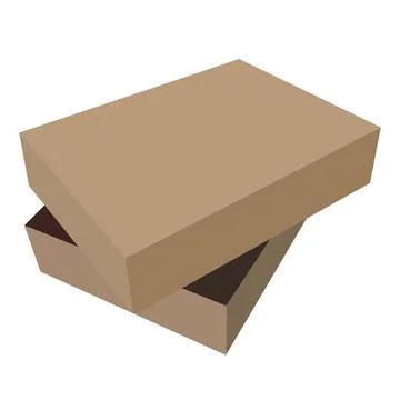 Shallow box with open top lid, isolated object on white background, vector il Stock Illustration