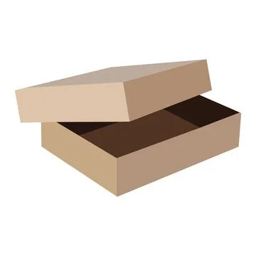 Shallow box with open top lid, isolated object on white background, vector il Stock Illustration