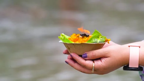 Shallow depth of feild shot of woman with watch holding leaf plate cup with Stock Footage 242315949
