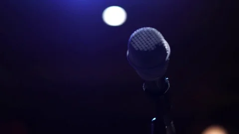 Shallow Depth Of Field Mic On Stage Stock Footage
