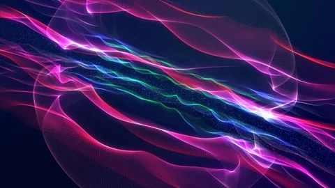 Shallow depth of field. Motion graphics, motion design particles. Glowing Stock Footage 261088033