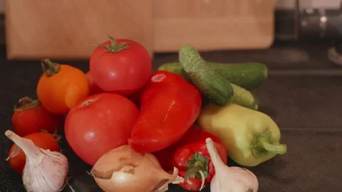 Shallow depth of field overview of ripe homegrown produce Stock Footage 340771208