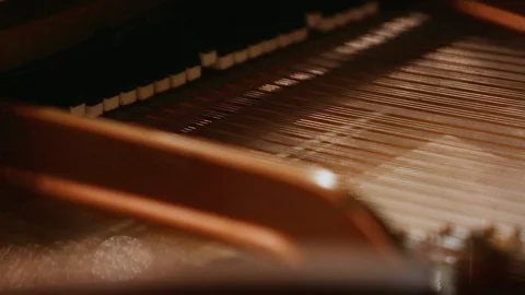Shallow Depth of Field Piano Keys playing from the Back Side Stock Footage 89500954