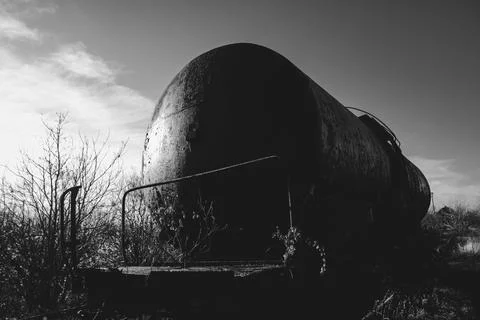 Shallow depth of field (selective focus) image with old and rusty railway oil Stock Photos