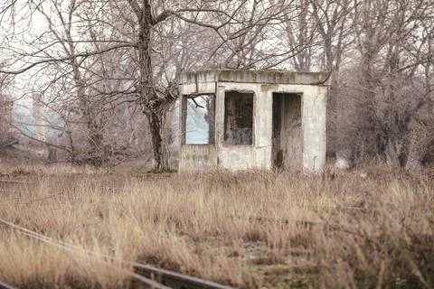 Shallow depth of field (selective focus) image with an abandoned building in  Stock Photos
