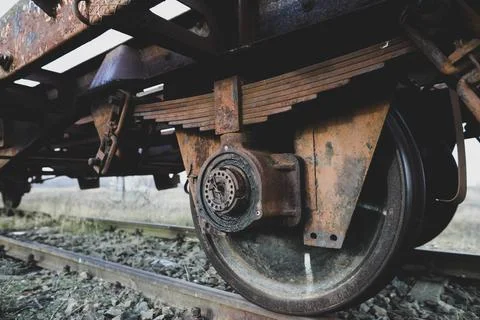 Shallow depth of field (selective focus) image with old and rusty railway ind Foto stock