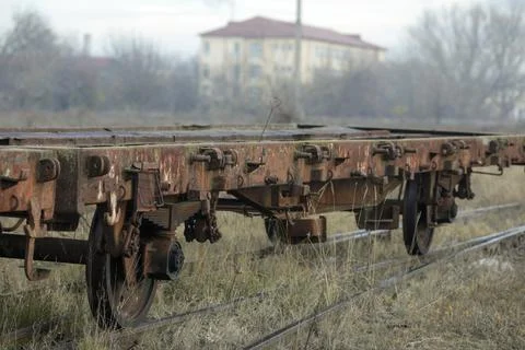 Shallow depth of field (selective focus) image with old and rusty railway ind Stock Photos