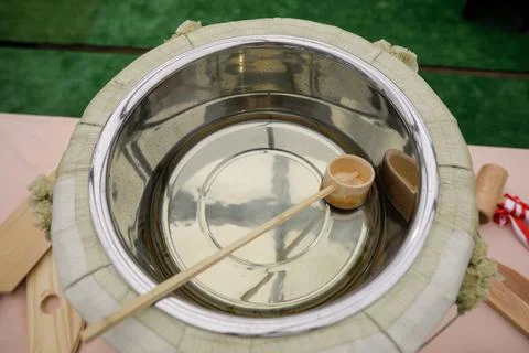 Shallow depth of field (selective focus) details with a traditional Japanese  Stock Photos