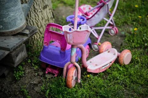 Shallow depth of field (selective focus) details with old and dirty small gir Stock Photos