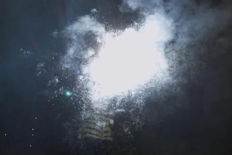 Shallow depth of field (selective focus) details with the smoke and sparkleso Foto stock